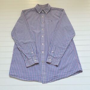 Vineyard Vines Blue & Pink Checkered Button Down Boys 18